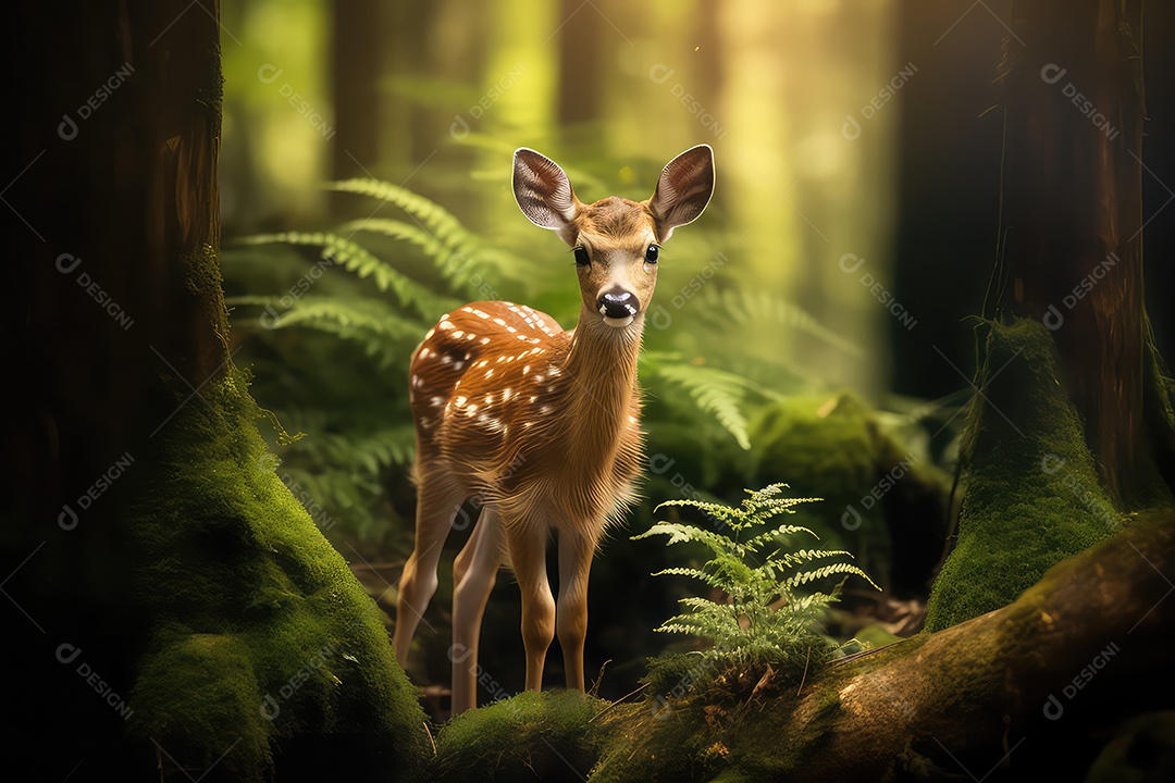 Veado em uma floresta linda na natureza