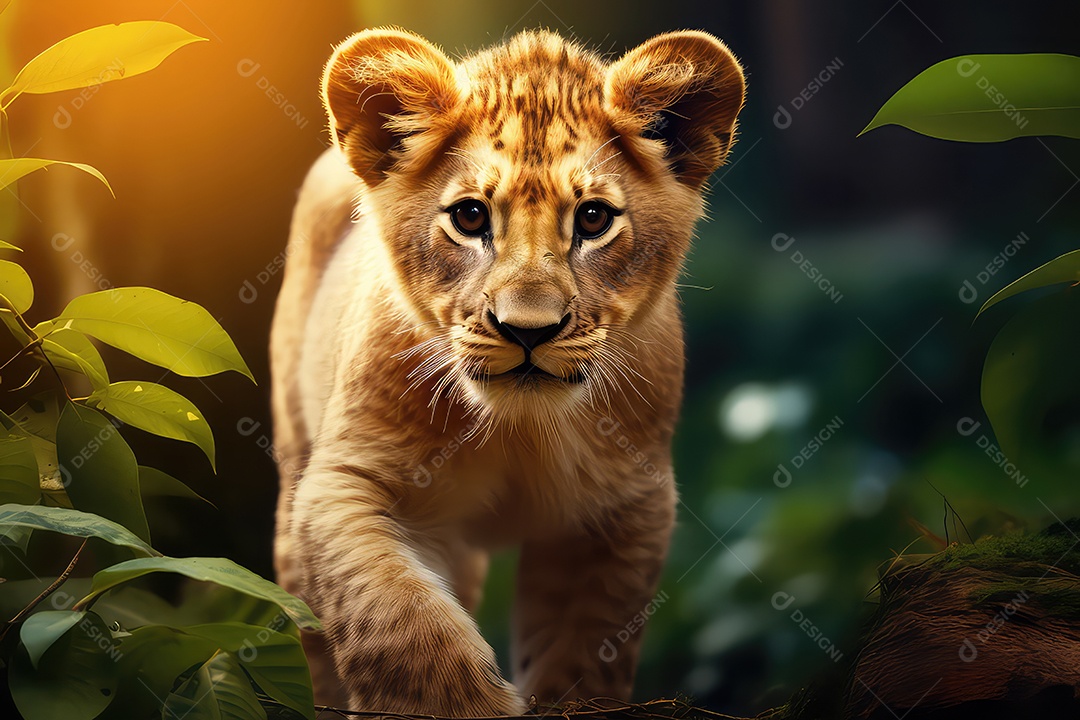 Leão na selva animal selvagem na natureza