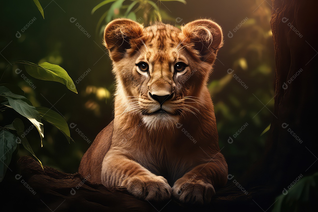 Leão na selva animal selvagem na natureza