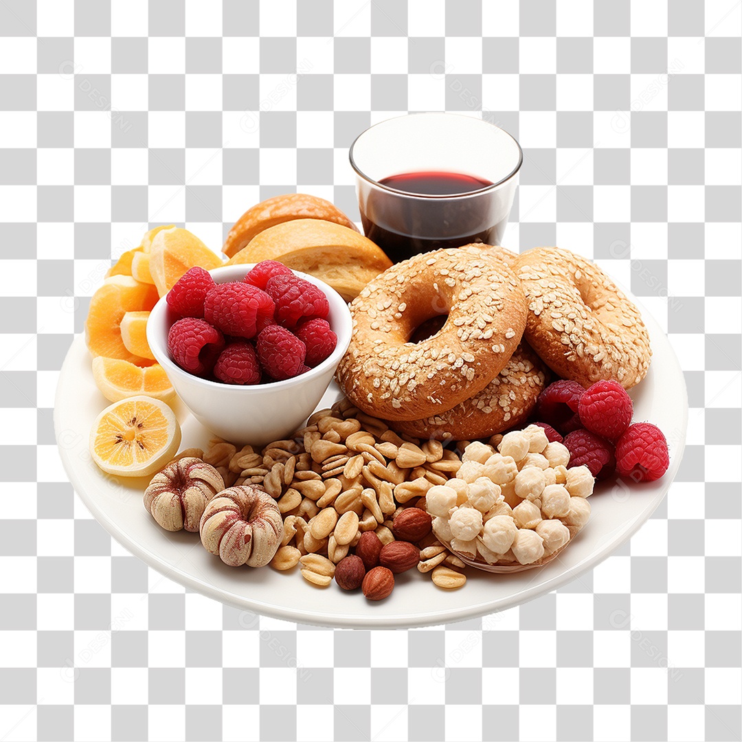 Bandeja com Comida de Café da Manhã PNG Transparente