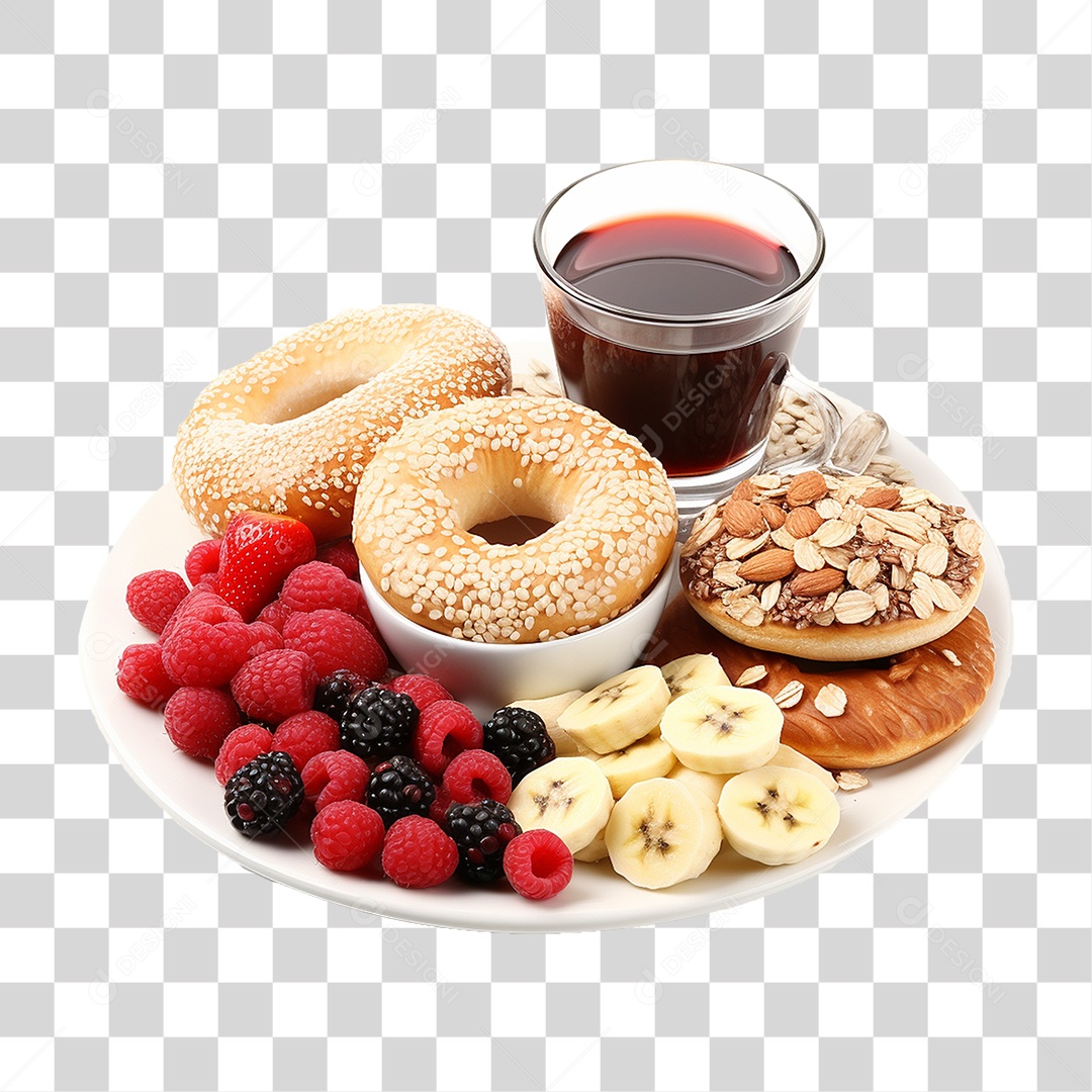 Bandeja com Comida de Café da Manhã PNG Transparente