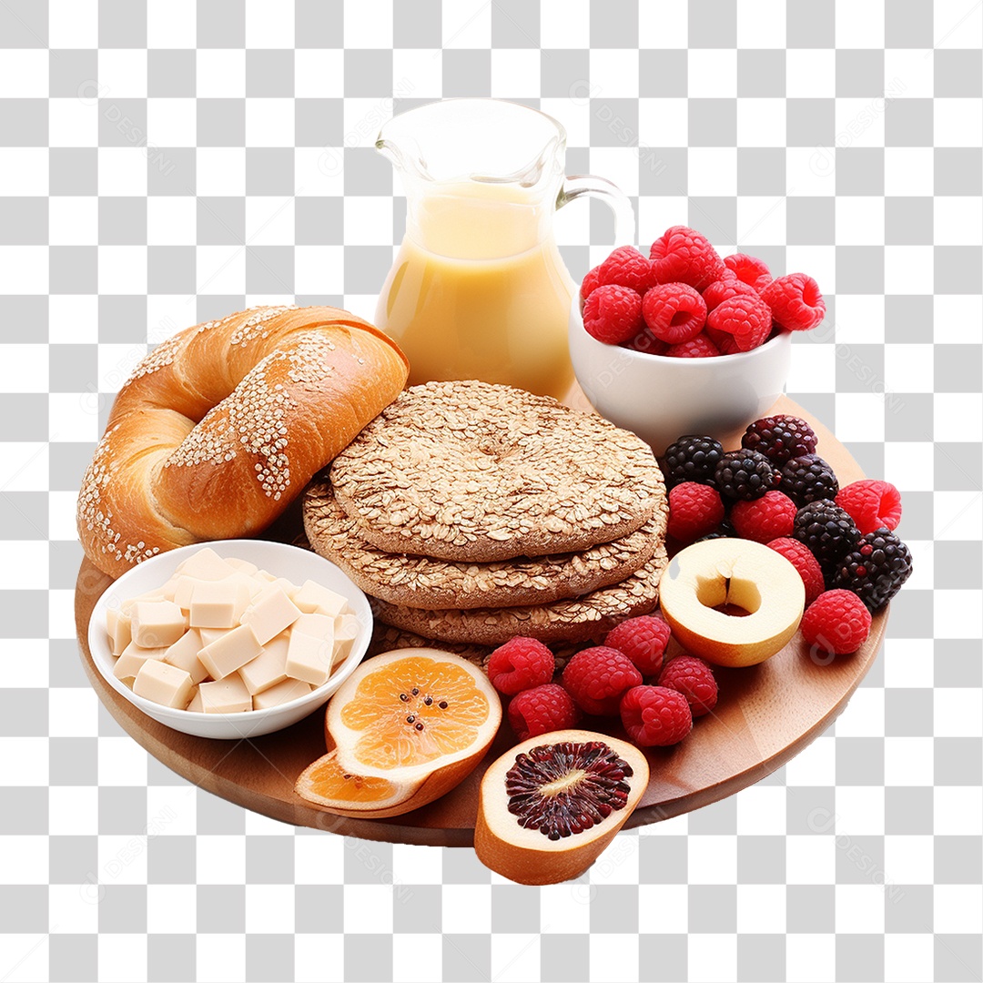 Bandeja com Comida de Café da Manhã PNG Transparente