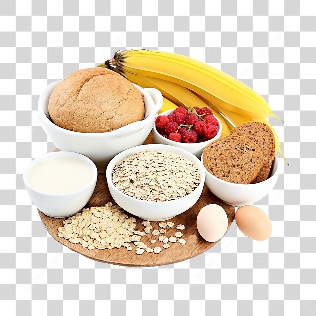 Bandeja com Comida de Café da Manhã PNG Transparente