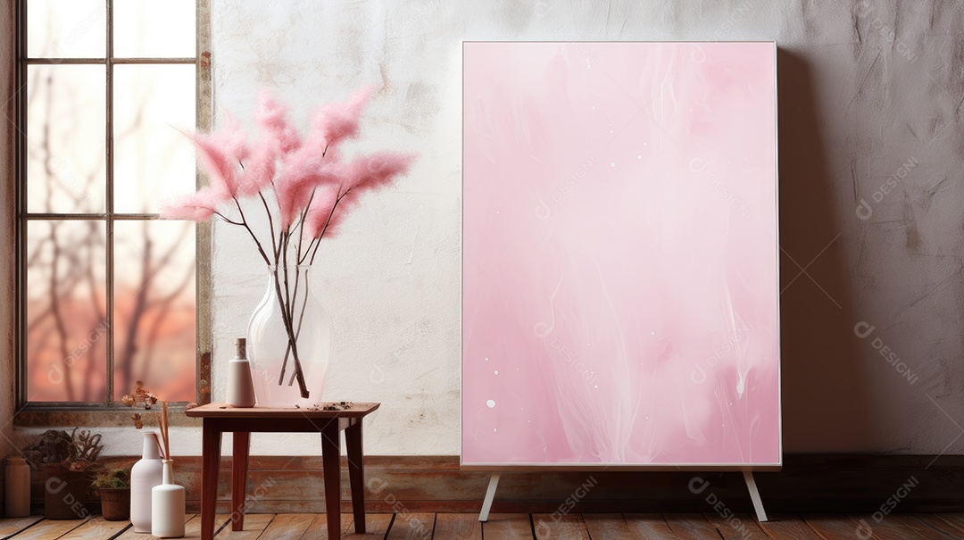 Fundo de pintura de arte aquarela rosa bebê