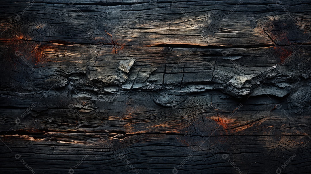 Madeira com fogo aceso no meio e um fundo preto