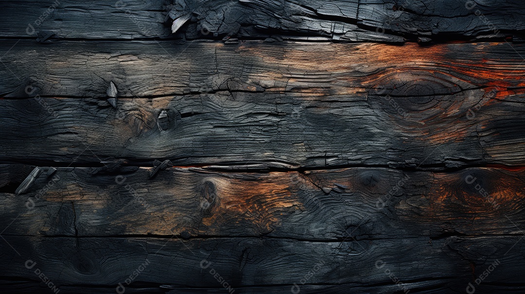 Madeira com fogo aceso no meio e um fundo preto