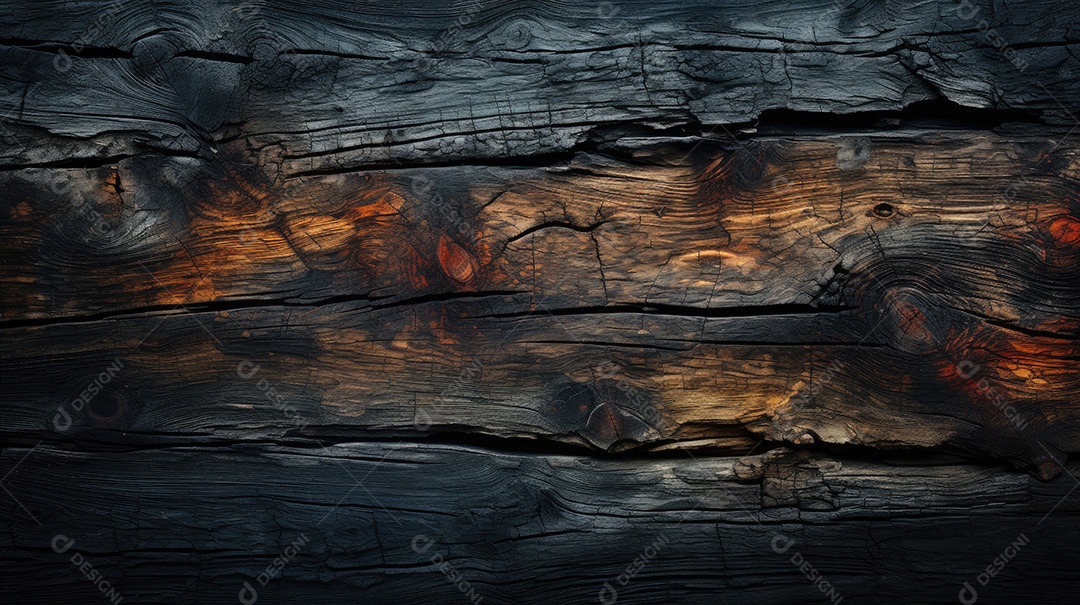 Madeira com fogo aceso no meio e um fundo preto