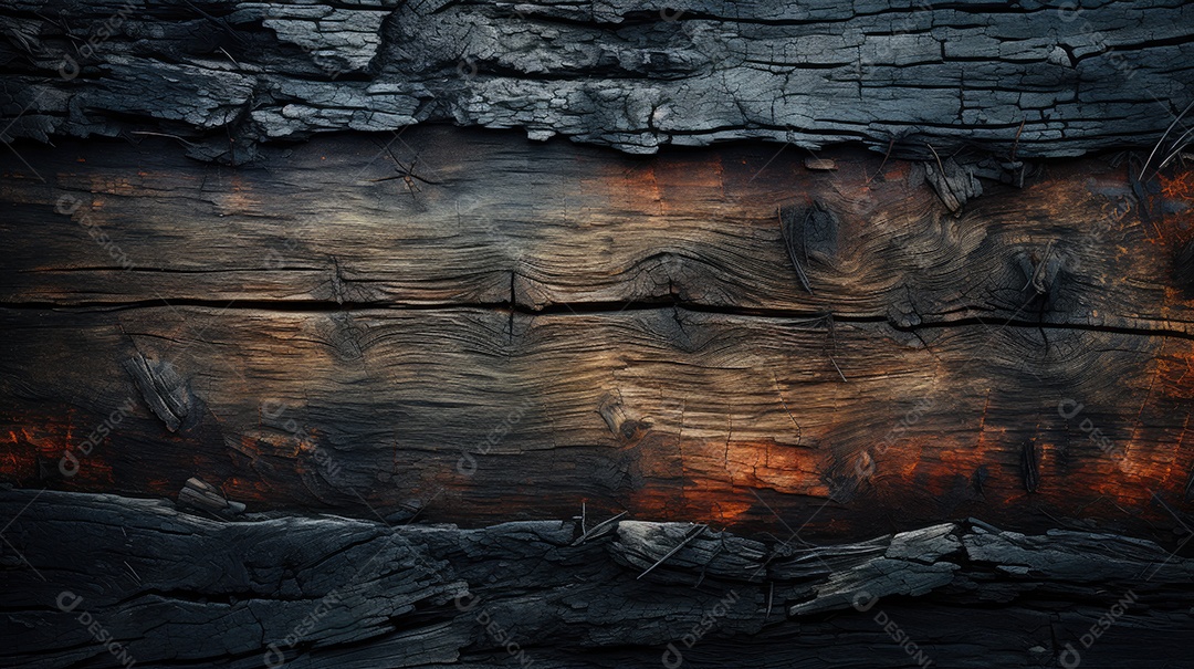 Madeira com fogo aceso no meio e um fundo preto