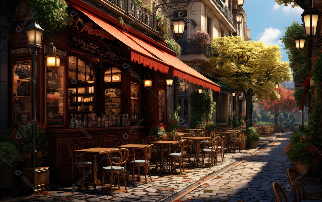 Ruas ilustrativa árvores e lugar lindo