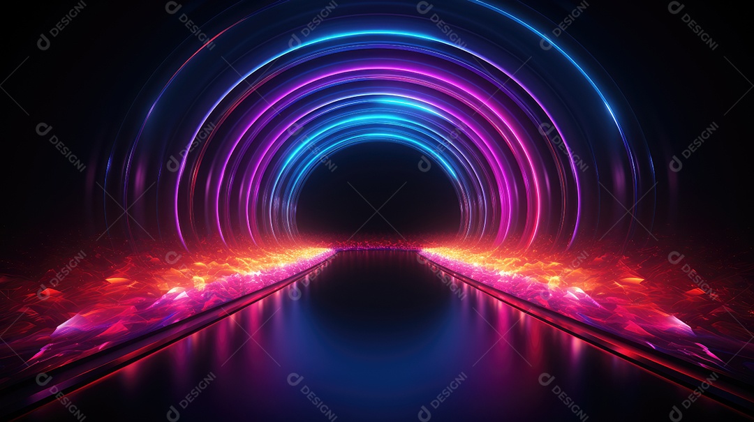 Círculo gradiente azul escuro e fundo neon roxo escuro