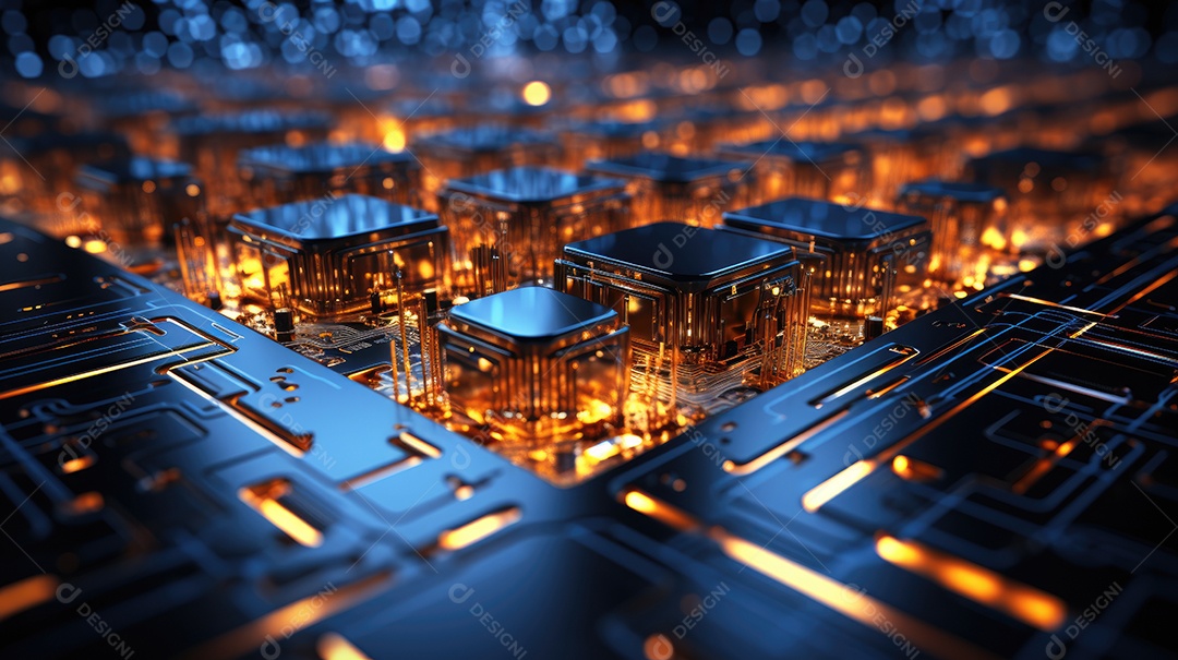 Fundo azul de linha tecnológica