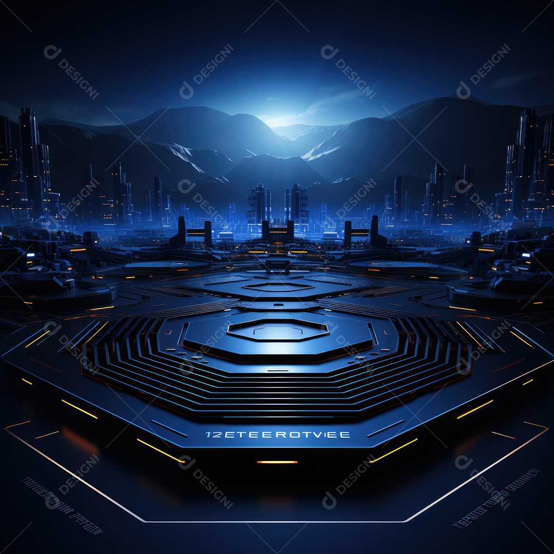 Fundo azul de linha tecnológica