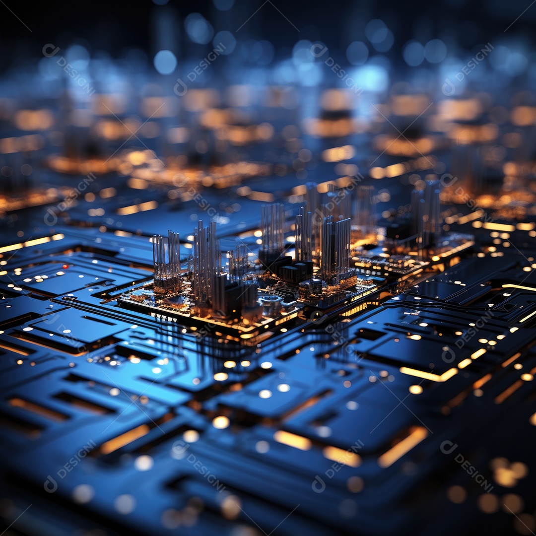 Fundo azul de linha tecnológica