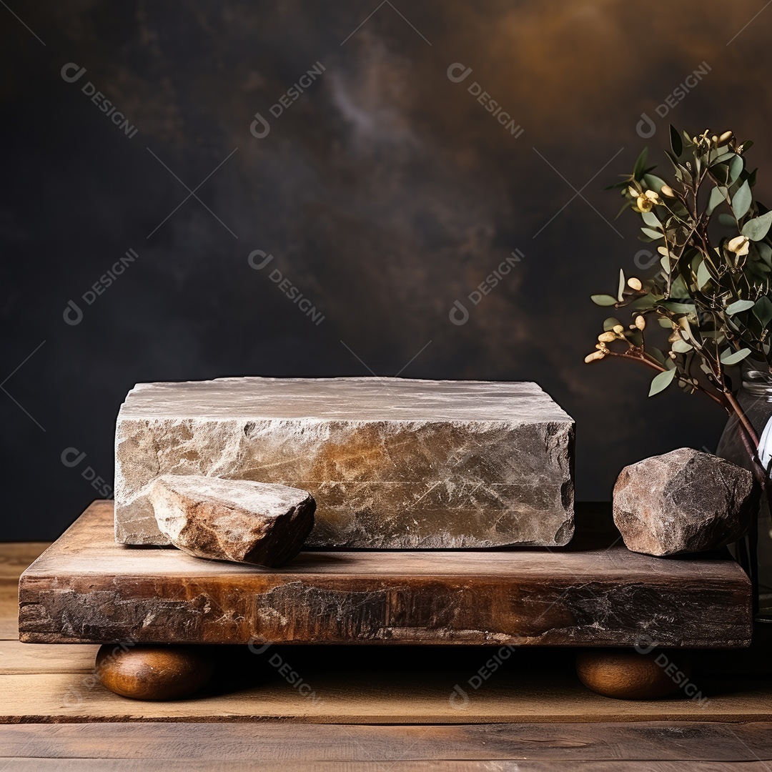 Topo vazio da mesa de pedra natural isolado no fundo branco