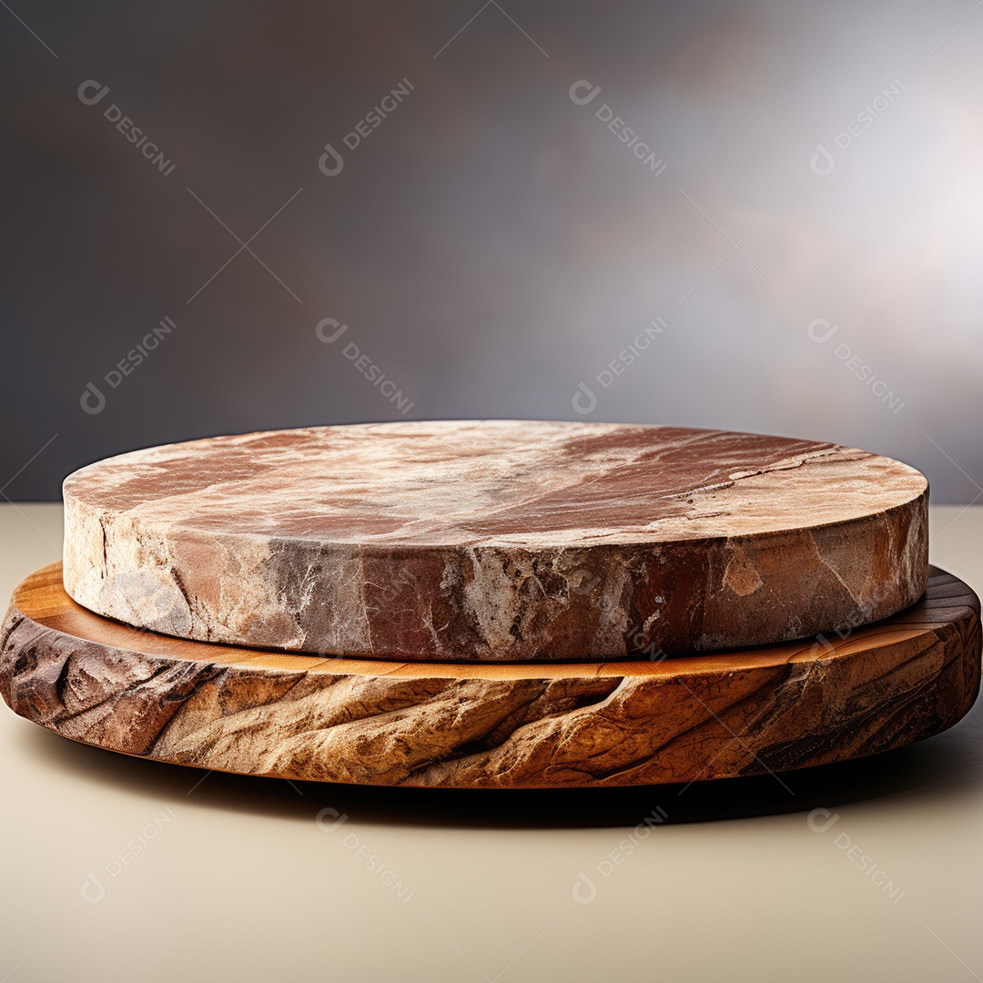 Topo vazio da mesa de pedra natural isolado no fundo branco