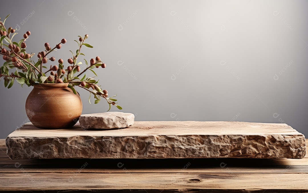 Topo vazio da mesa de pedra natural isolado no fundo branco