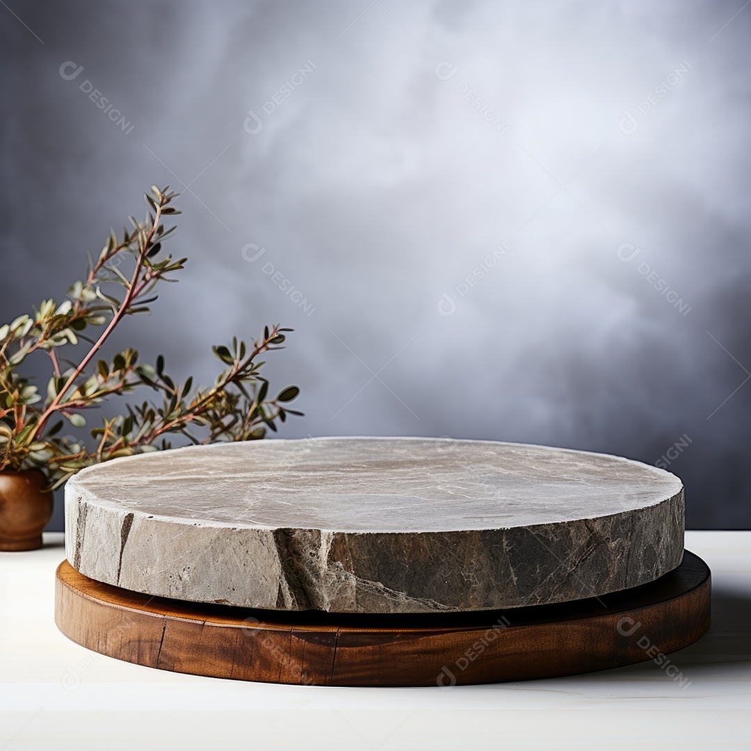 Topo vazio da mesa de pedra natural isolado no fundo branco