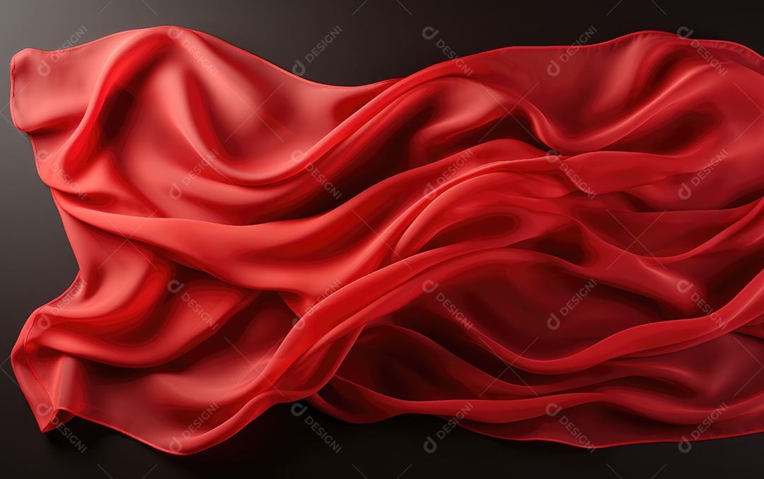 Movimento de lenço de seda de pano dinâmico vermelho sobre fundo preto