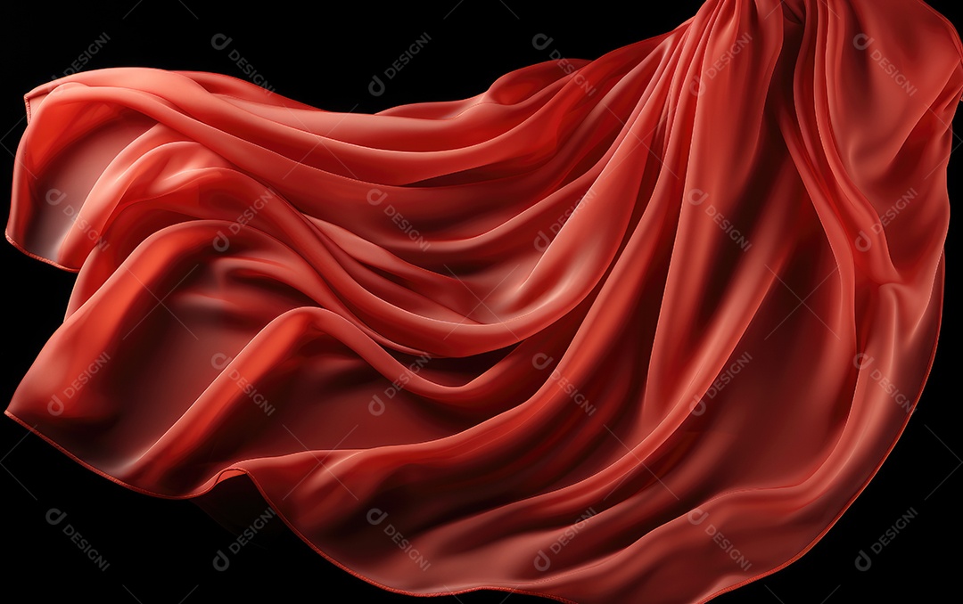 Movimento de lenço de seda de pano dinâmico vermelho sobre fundo preto