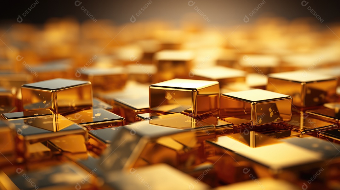 Fundo de cubo de ouro 3d