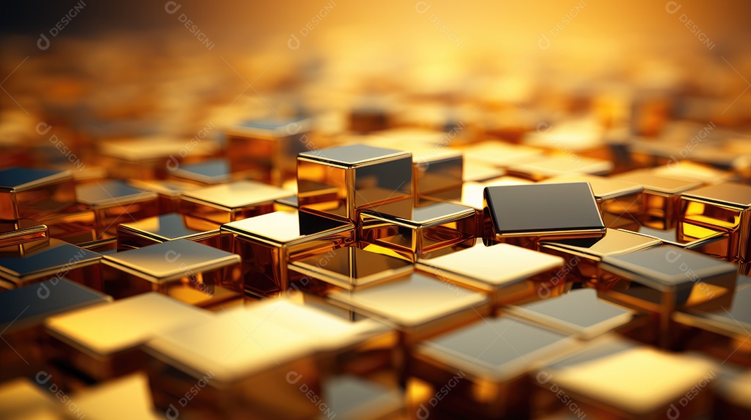 Fundo de cubo de ouro 3d