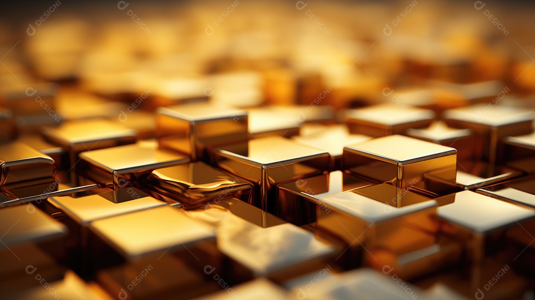 Fundo de cubo de ouro 3d