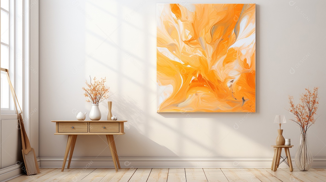 Fundo abstrato de pintura em sala aquarela laranja decoradas