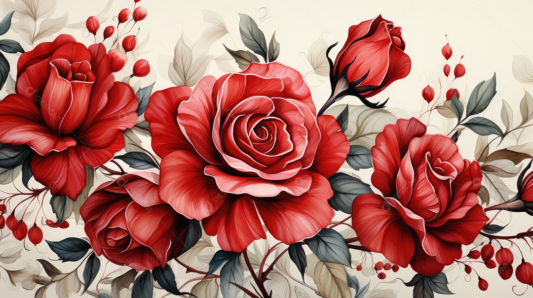 Flores rosas vermelha