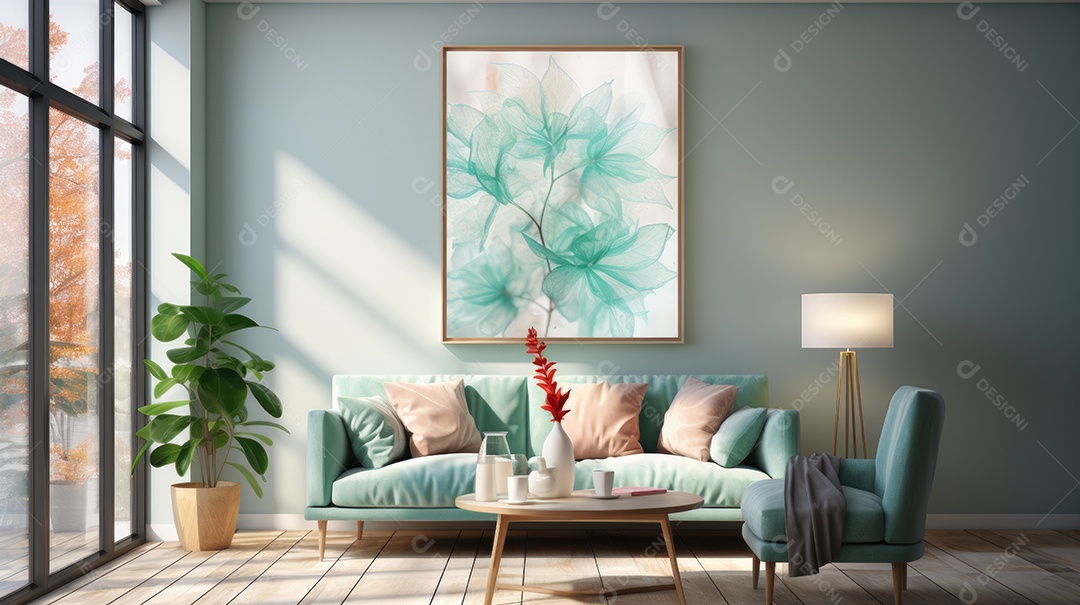 Fundo de pintura de arte aquarela verde mar