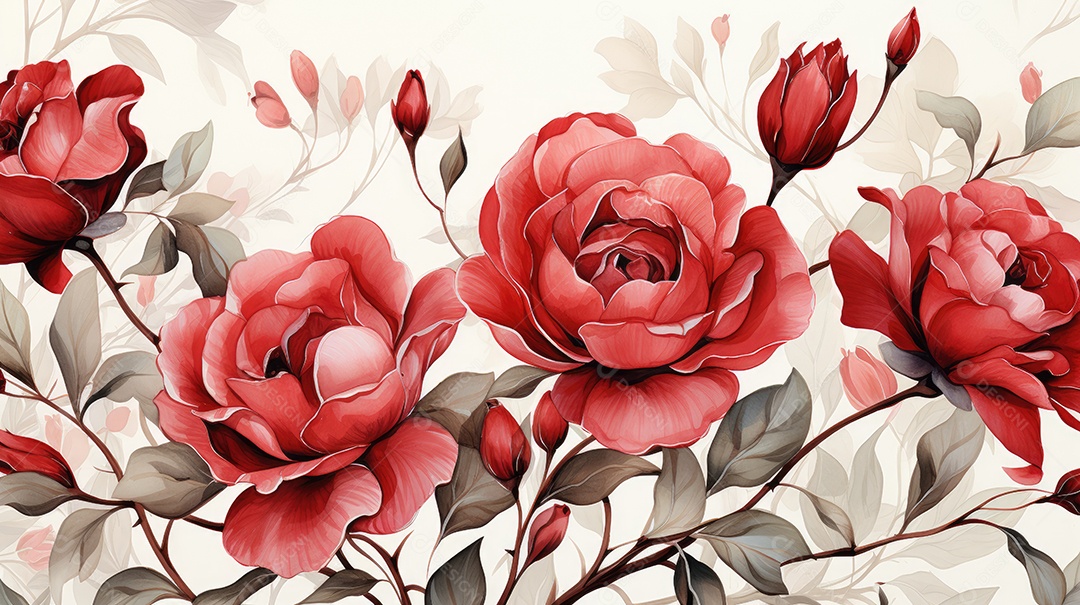 Fundo aquarela rosa vermelha