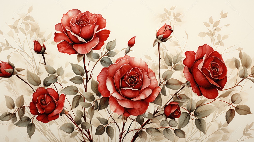 Fundo aquarela rosa vermelha