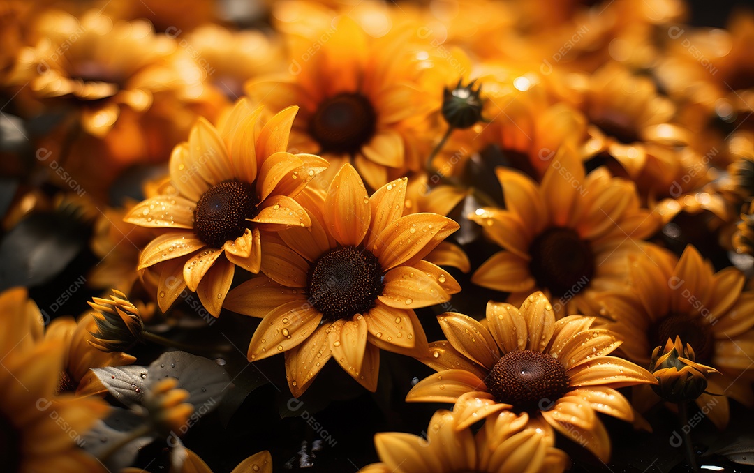 Muitas flores amarela sobre uma fundo