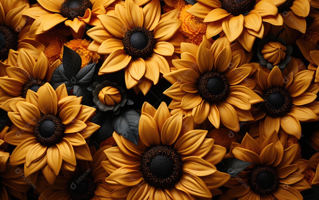 Muitas flores amarela sobre uma fundo