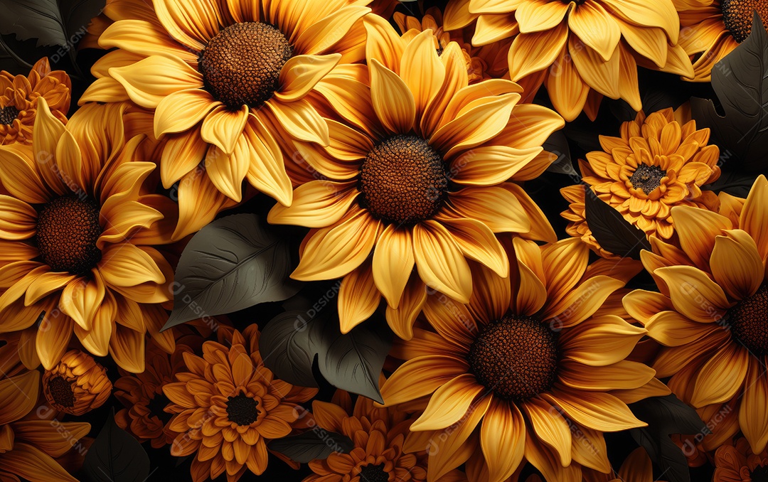 Lindas flores amarelas com azuis