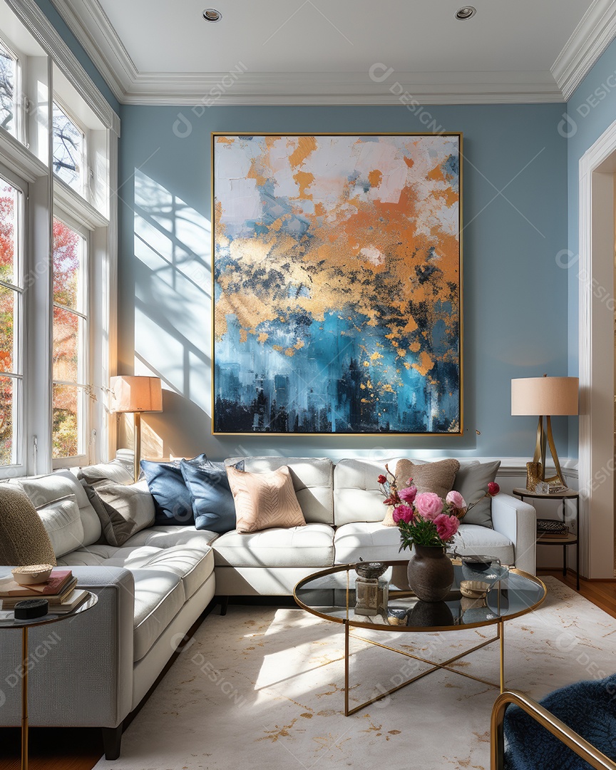 Uma linda sala de estar decorada minimalista