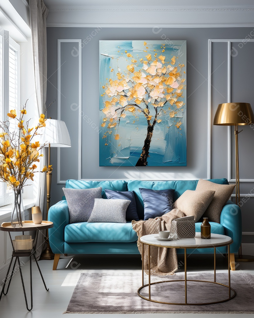 Uma linda sala de estar decorada minimalista