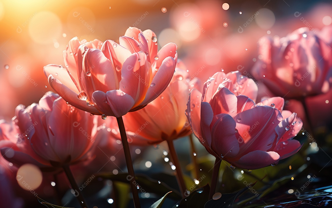 Flor de tulipa sobre um jardim