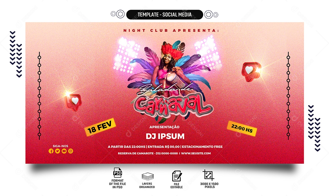 Banner Balada De Carnaval Dj Ipsum Social Media PSD Editável