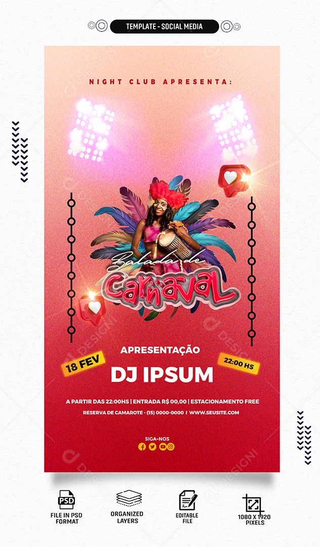 Social Media Story Carnival Party Dj Ipsum Editable PSD
