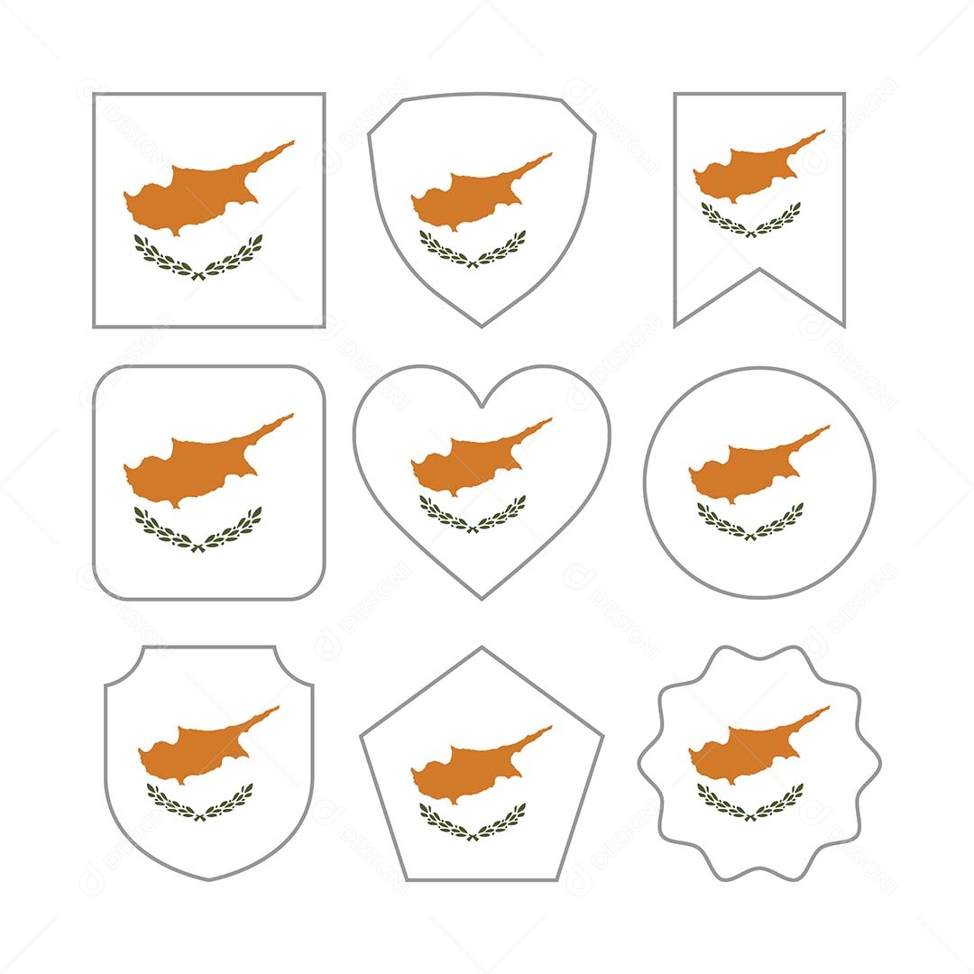 Conjunto de Formas de Bandeiras de Chipre Vetor EPS