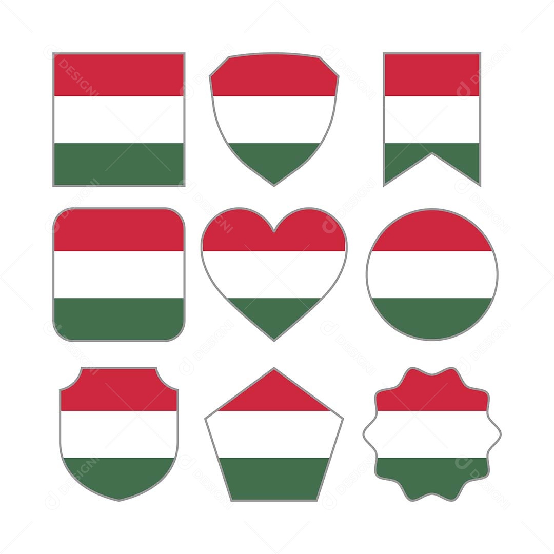 Conjunto de Formas de Bandeiras da Hungria Vetor EPS