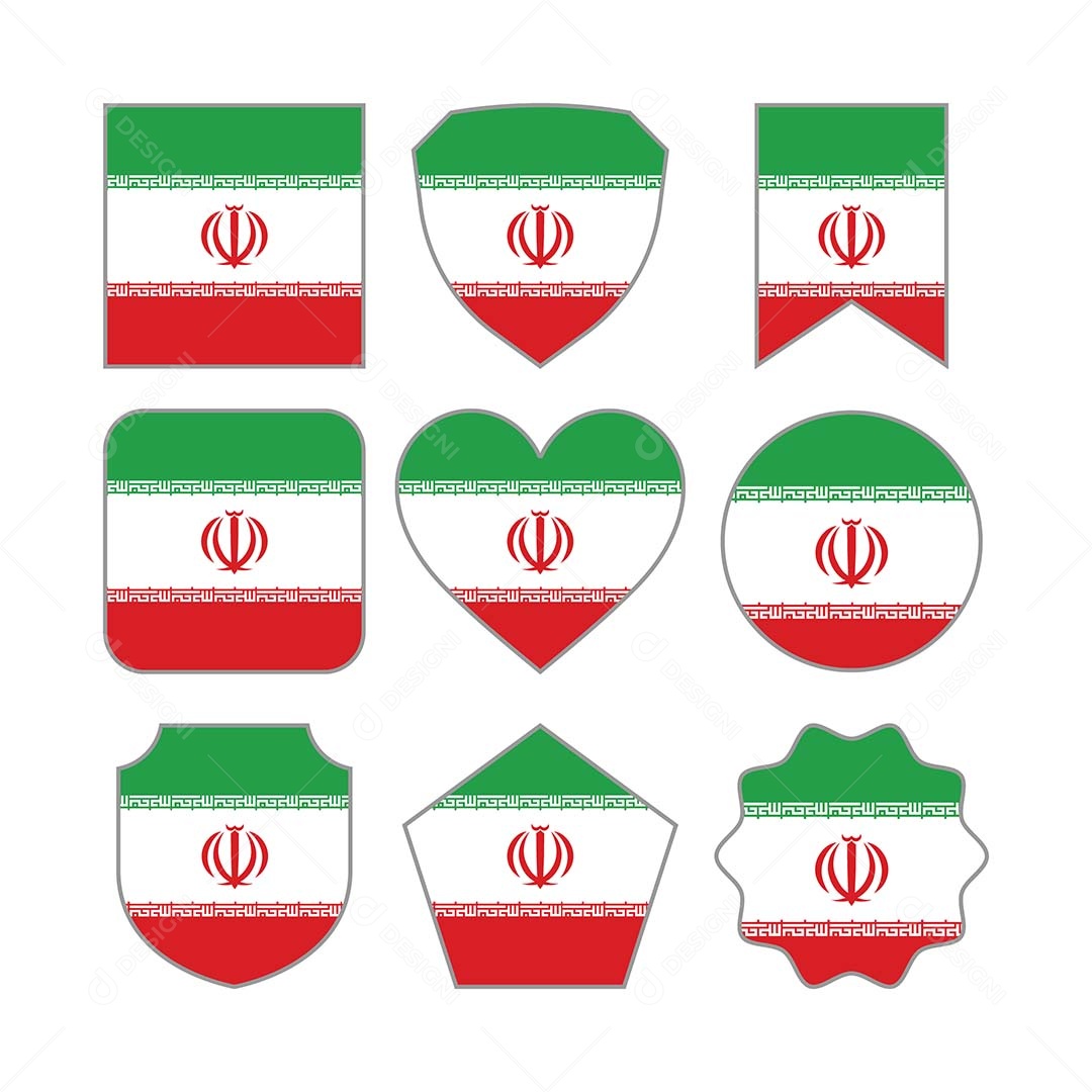 Conjunto de Formas de Bandeiras do Iran Vetor EPS