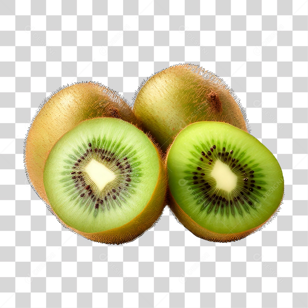 Kiwi Cortado ao Meio PNG Transparente
