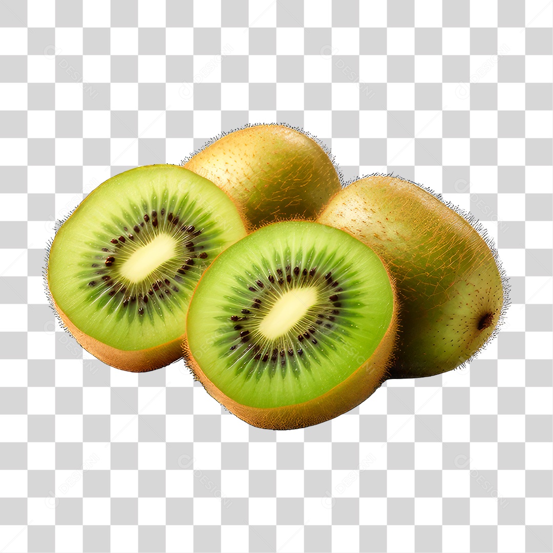 Kiwi Cortado ao Meio PNG Transparente