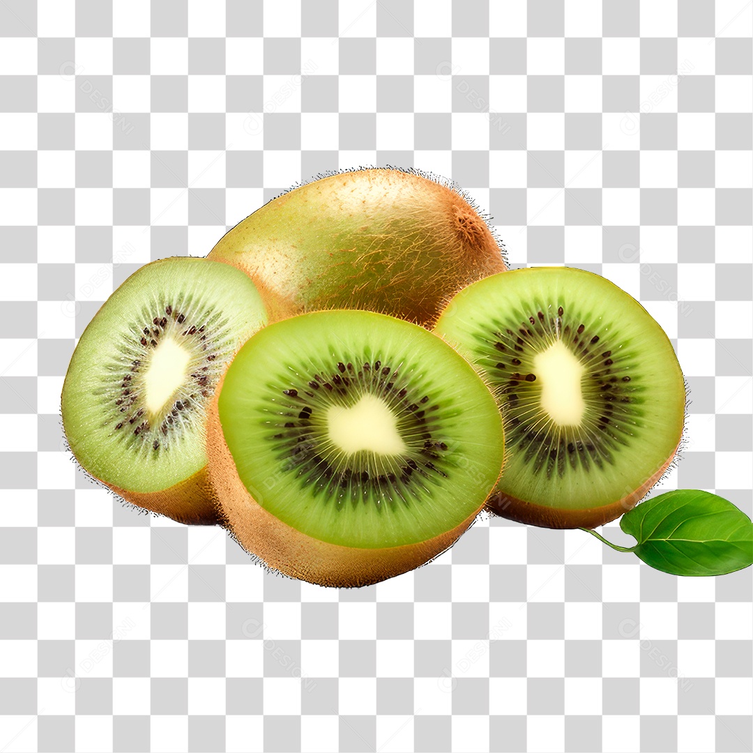 Kiwi Cortado ao Meio PNG Transparente