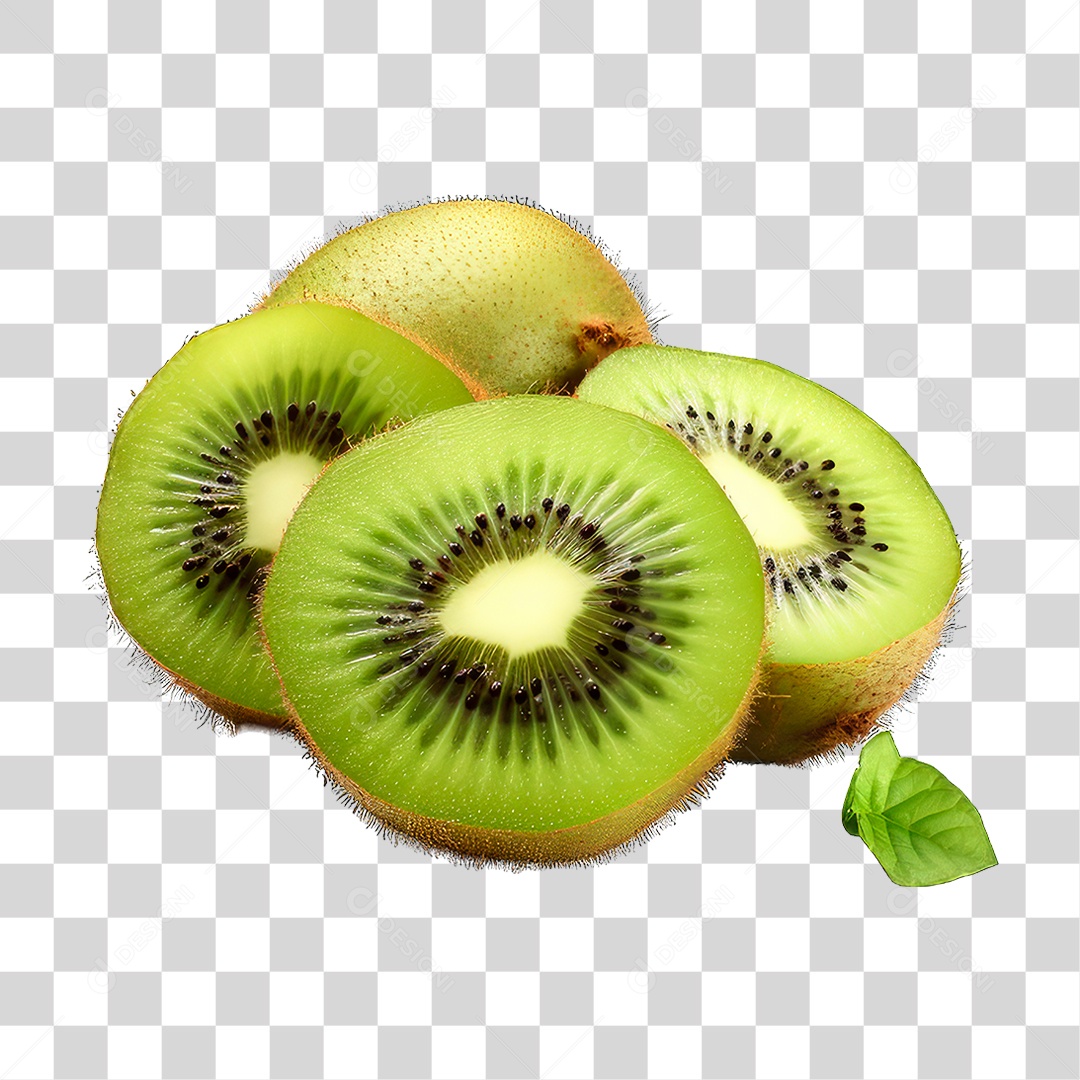 Kiwi Cortado ao Meio PNG Transparente