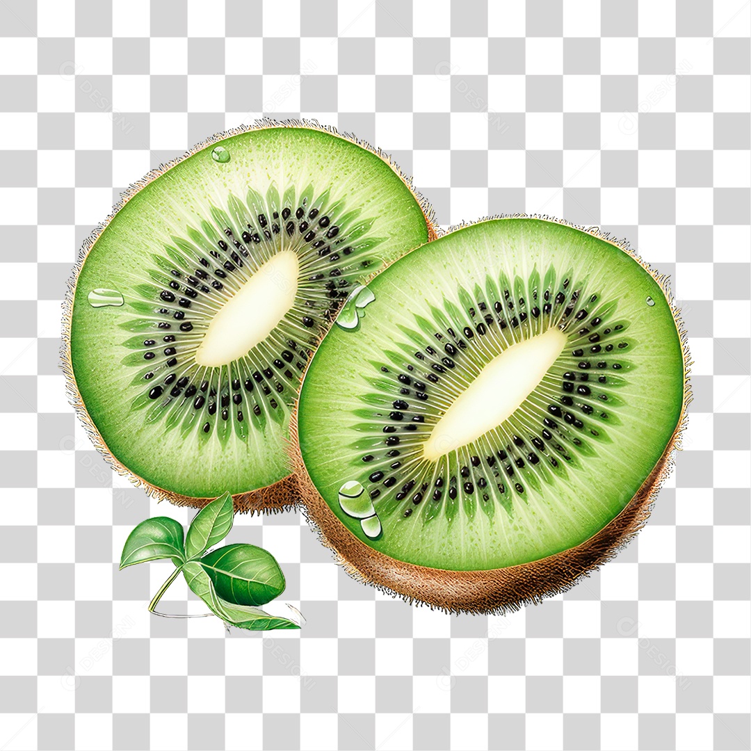 Kiwi Cortado ao Meio PNG Transparente