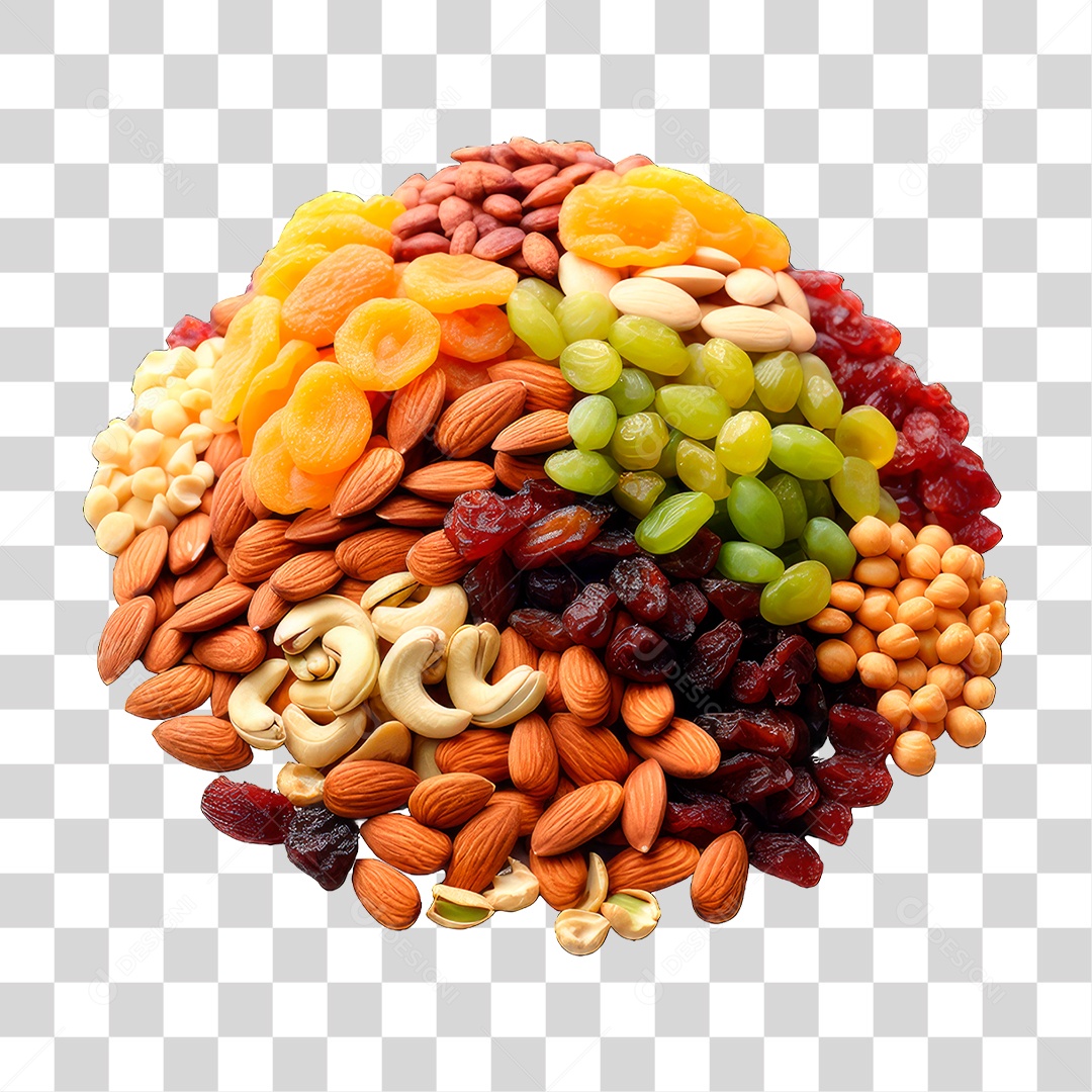 Variedades de Frutas Secas PNG Transparente