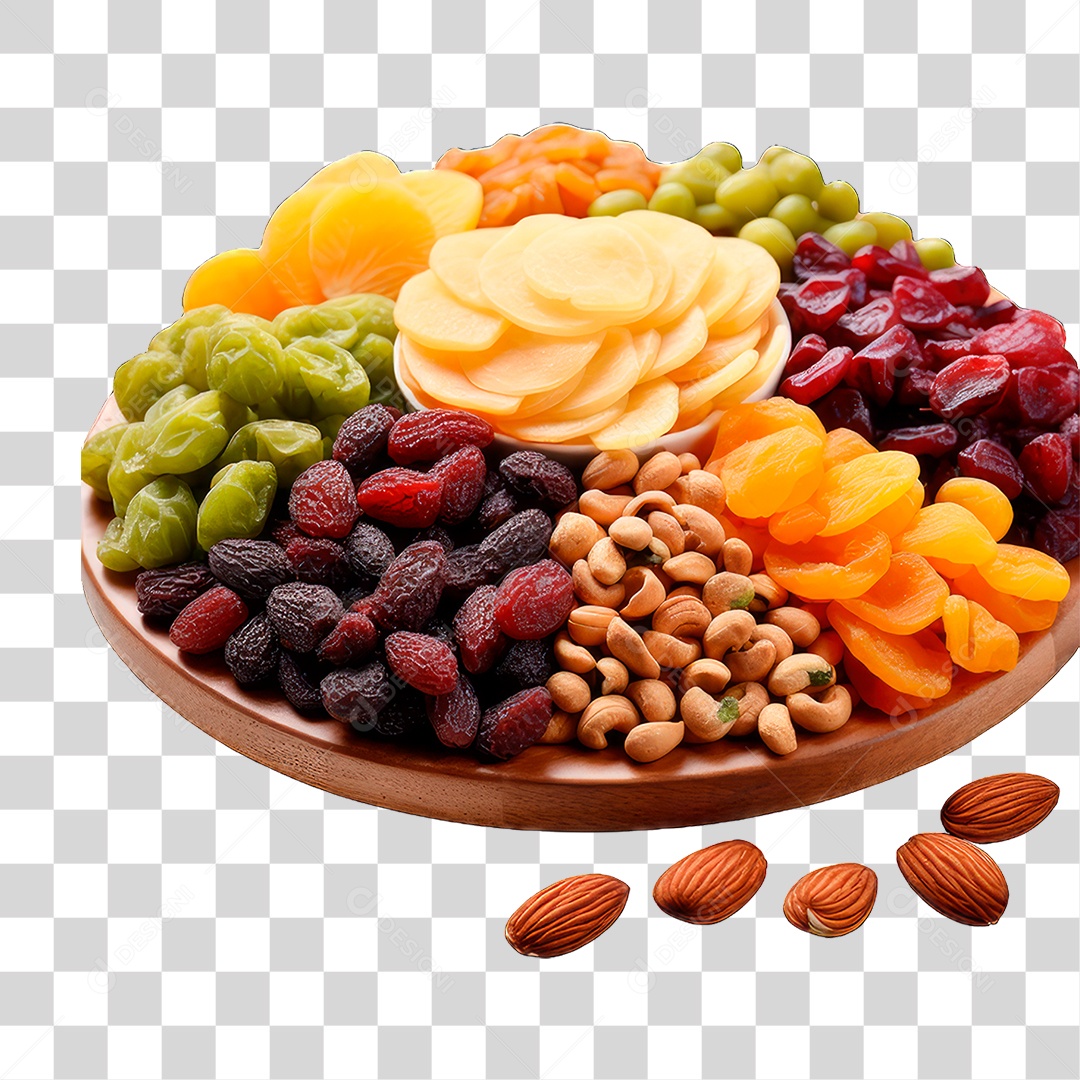 Variedades de Frutas Secas PNG Transparente