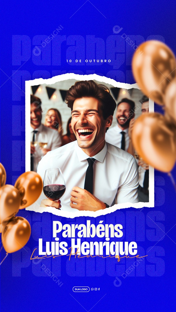 Social Media Aniversário Parabéns Luiz Henrique PSD Editável